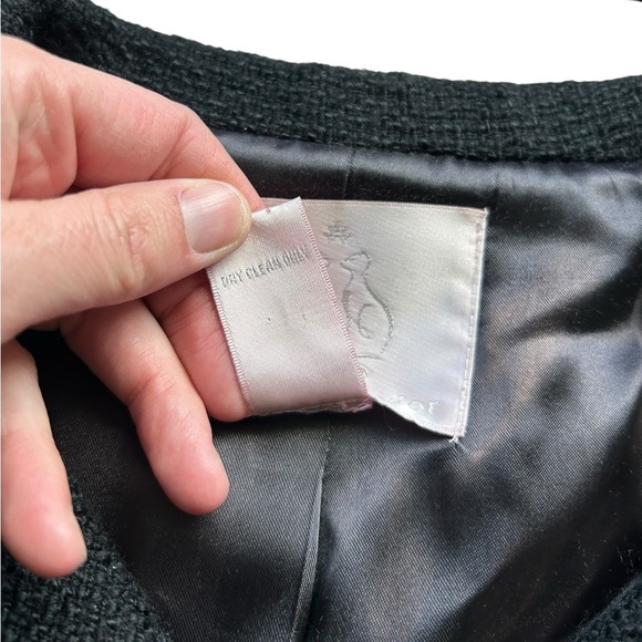 Rebecca Taylor Tweed Black Blazer Career Size 6 Preppy Academia Business Causal - Picture 5 of 12